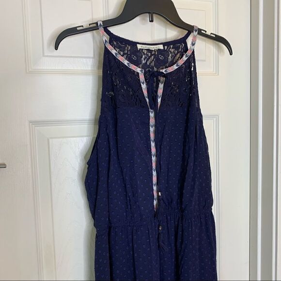 Daniel Rainn Women's Maxi Dress Size Extra Large Lace Yoke Solid Blue Lined - Picture 4 of 14
